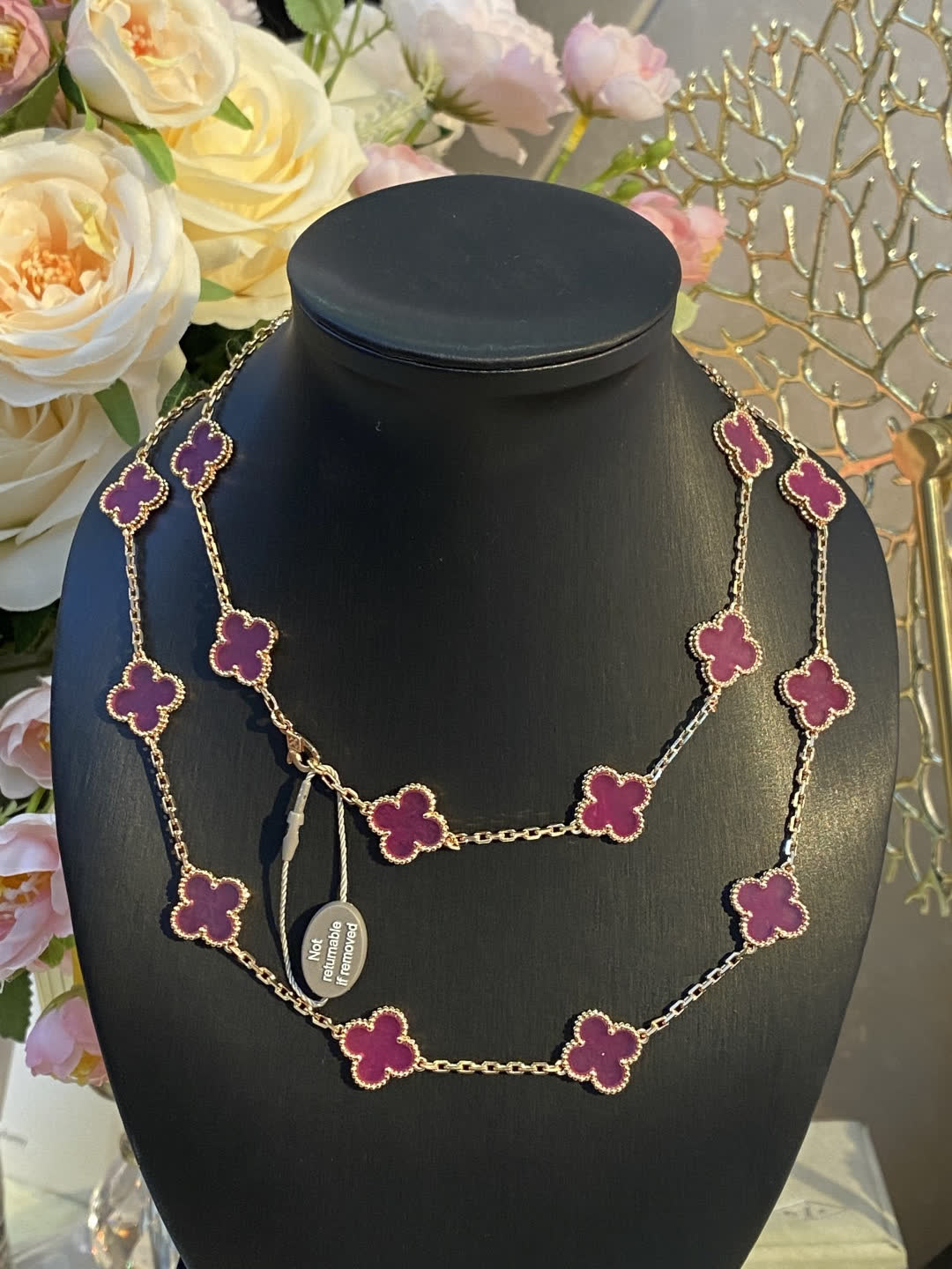 Van Cleef & Arpels Alhambra Pink Gold Necklace Van Cleef & Arpels Alhambra Pink Gold Necklace